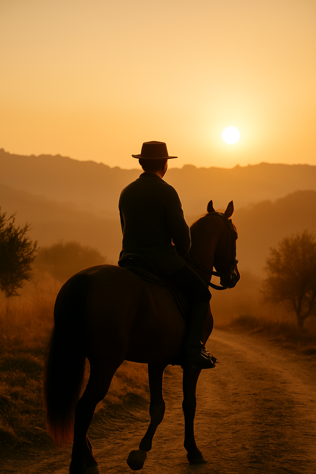 Horseback at sunrise in Alentejo