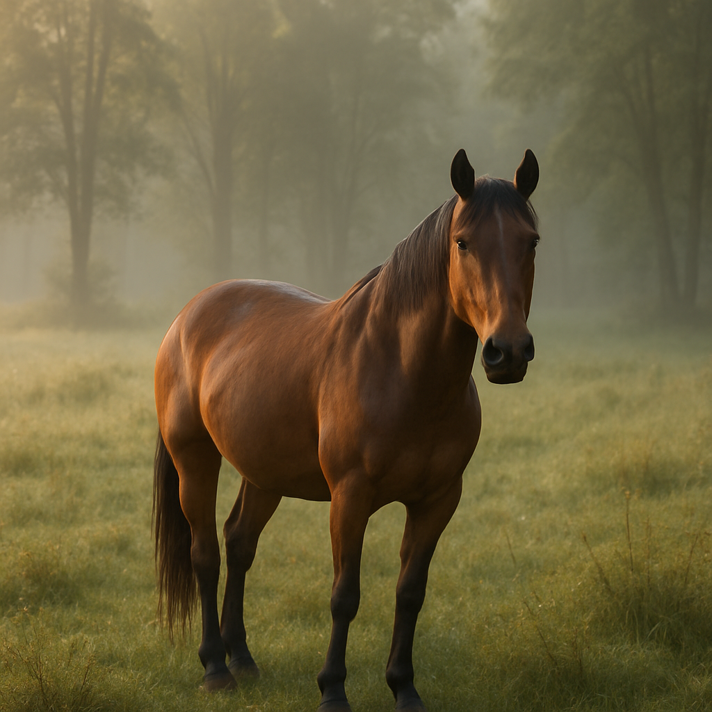Horse and rider sharing stillness